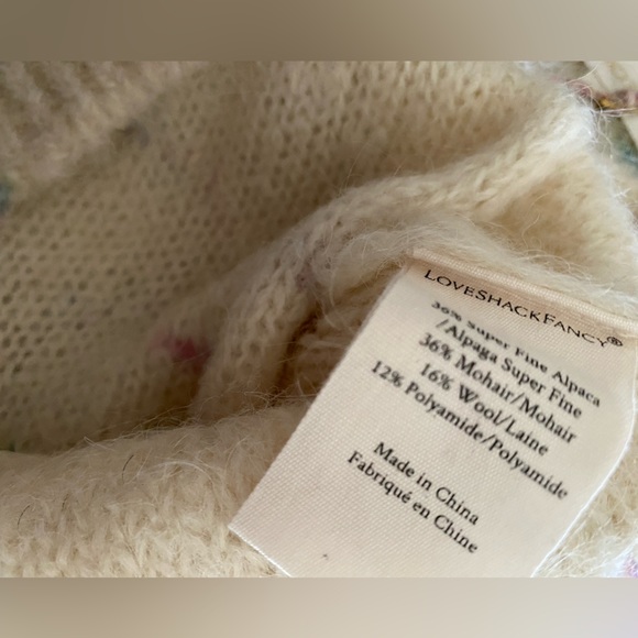 Love Shack Fancy Wool Sweater Cream Cottage Core Claudette Pullover Puff Sleeve - Picture 6 of 6